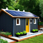 Sustainable Tiny Home**

"A cozy, modern tiny home nestled in a lush green garden, fully clothed person tending a small vegetable patch, solar panels on the roof, rainwater harvesting system visible, composting toilet sign discreetly placed, warm natural lighting, safe for work, appropriate content, fully clothed, modest, sustainable living, perfect anatomy, correct proportions, natural pose, professional photography, high quality."

**